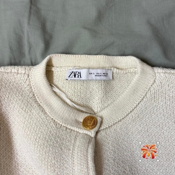 Cream Cardigan with Gold Buttons - Picture 3 of 4